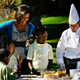 Michelle Obama works with students on preparing healthy meals.
Win McNamee/Getty Images